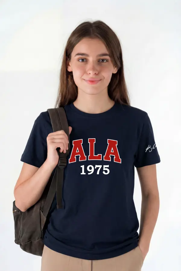 Adana Anadolu Lisesi Lacivert Tişört – ALA 1975 Kolej Baskılı, Kısa Kollu