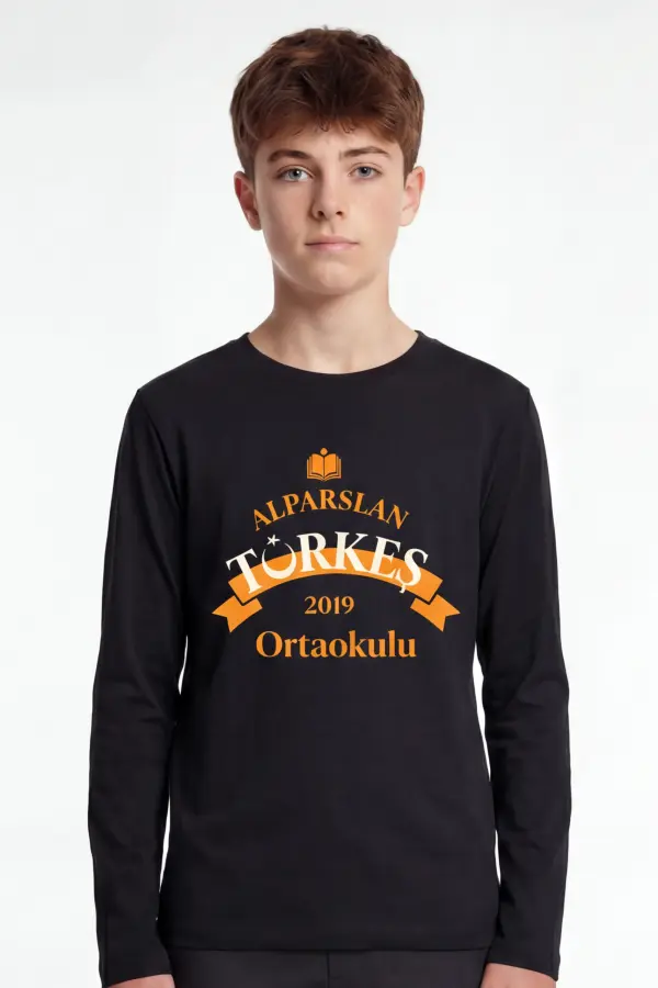 Alparslan Türkeş Ortaokulu Uzun Kollu Okul Tişörtü Siyah