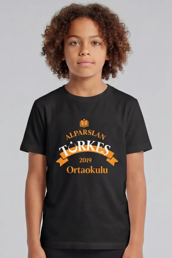 Alparslan Türkeş Ortaokulu Siyah Pamuk Okul Tişörtü