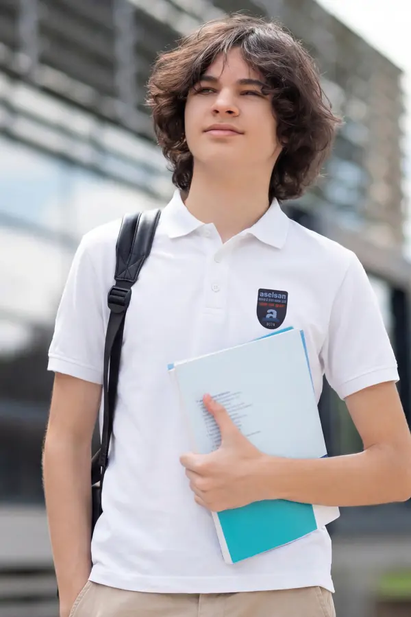 Aselsan Mesleki ve Teknik Anadolu Lisesi Beyaz Polo Yaka Tişört