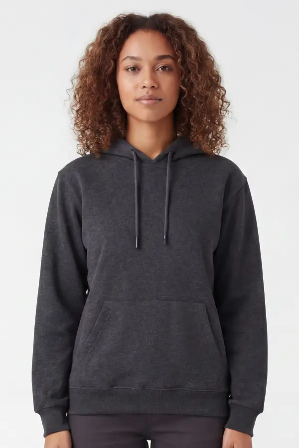 Antrasit Melanj Kapüşonlu Hoodie Sweatshirt