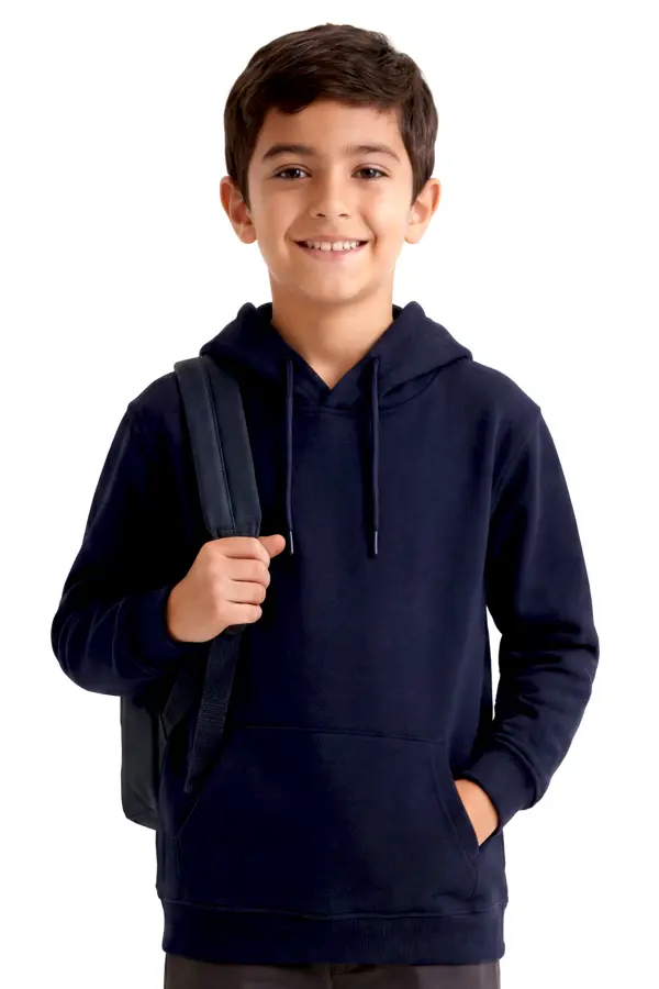 Lacivert Çocuk Kapüşonlu Hoodie – Dayanıklı ve Rahat Okul Sweatshirt