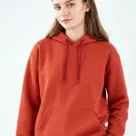 Kiremit Rengi Kapüşonlu Hoodie Sweatshirt