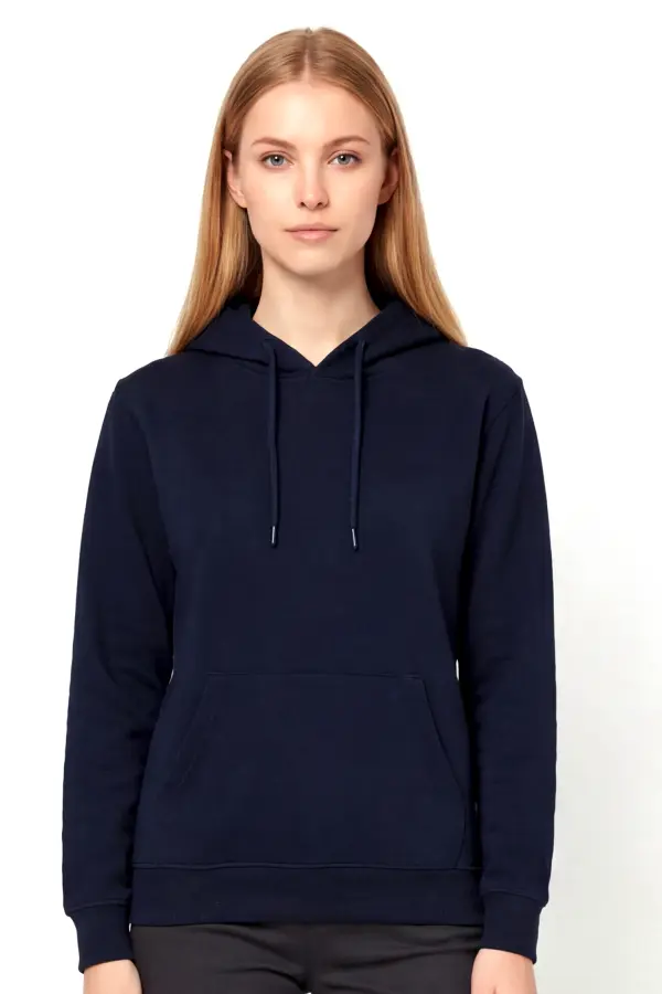 Lacivert Kapüşonlu Hoodie Sweatshirt