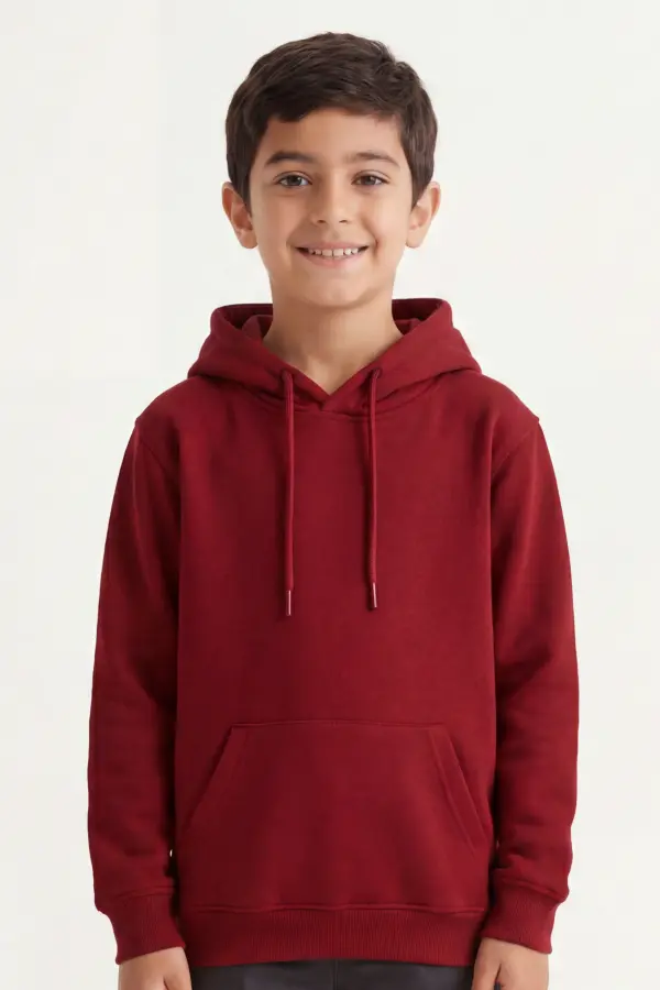 Bordo Unisex Kapüşonlu Sweatshirt – Okul Yönetmeliğine Uygun Rahat ve Şık Model