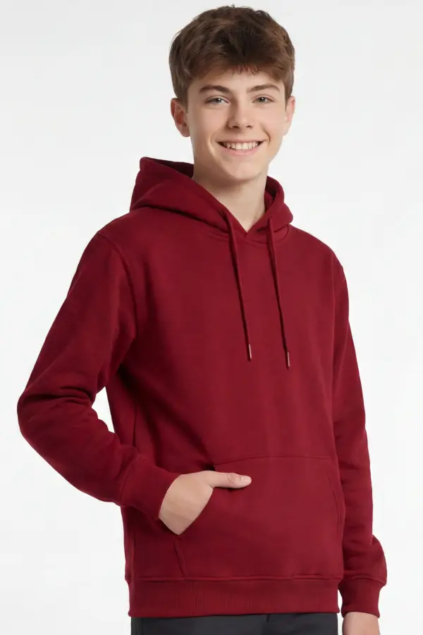 Bordo Kapüşonlu Hoodie – Günlük Rahat ve Tarz Sweatshirt