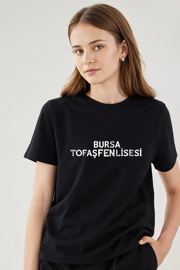 Bursa Tofaş Fen Lisesi Siyah Sıfır Yaka Tişört