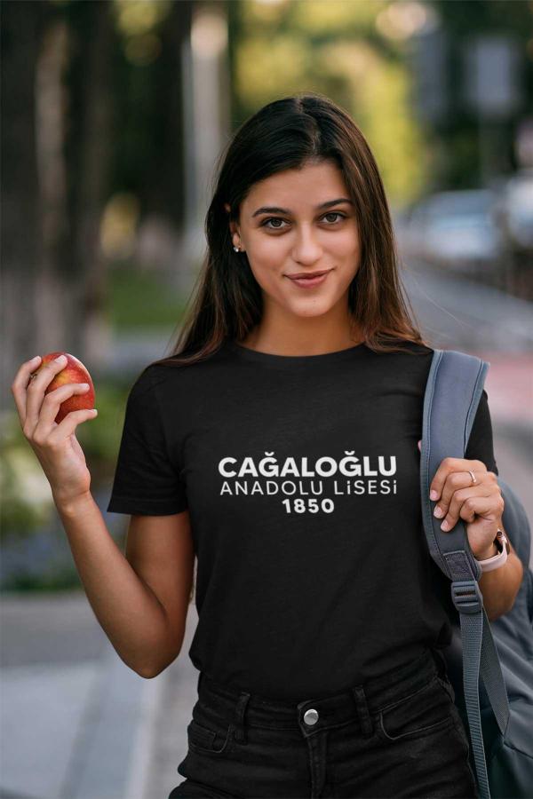 Cağaloğlu Anadolu Lisesi Siyah Tişört – 1850 Kuruluş Yılı Detaylı