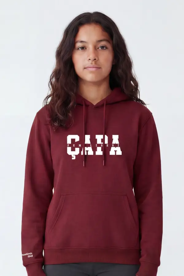 Çapa Fen Lisesi Bordo Kapüşonlu Sweatshirt – Rahat & Şık Okul Forması