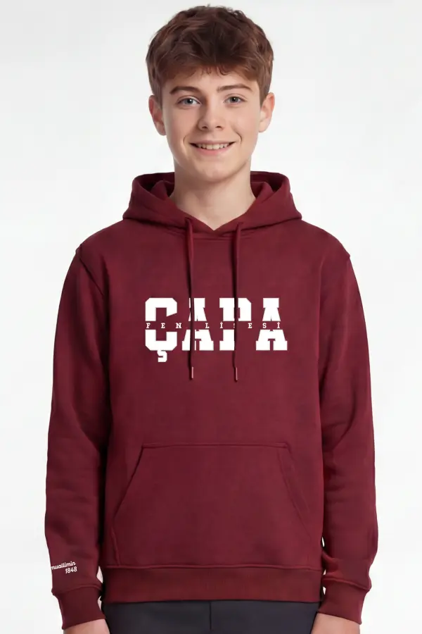 Çapa Fen Lisesi Bordo Kapüşonlu Sweatshirt – Rahat & Şık Okul Forması