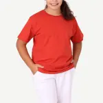Kiremit Rengi Sıfır Yaka Baskısız Okul Tişörtü