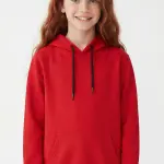 Kırmızı Çocuk Kapüşonlu Sweatshirt – Dayanıklı & Konforlu Okul Hoodie