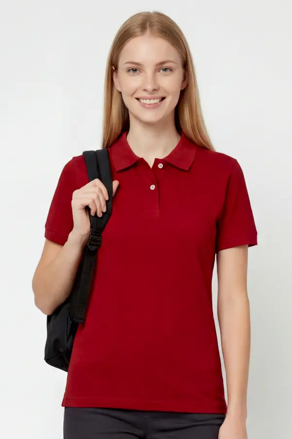 Bordo Polo Yaka Tişört – MEB Uyumlu, %100 Pamuk, Şık ve Rahat