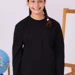 Siyah Uzun Kollu Çocuk Tişört – MEB Uyumlu %100 Pamuk Okul Forması