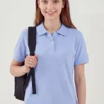 Pastel Mavi Polo Yaka Tişört – MEB Uyumlu, %100 Pamuk, Ferah ve Rahat