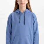 Pastel Mavi Kapüşonlu Çocuk Sweatshirt