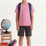 Pembe Çocuk Tişört – %100 Pamuk, MEB Uyumlu Sade Okul Tişörtü