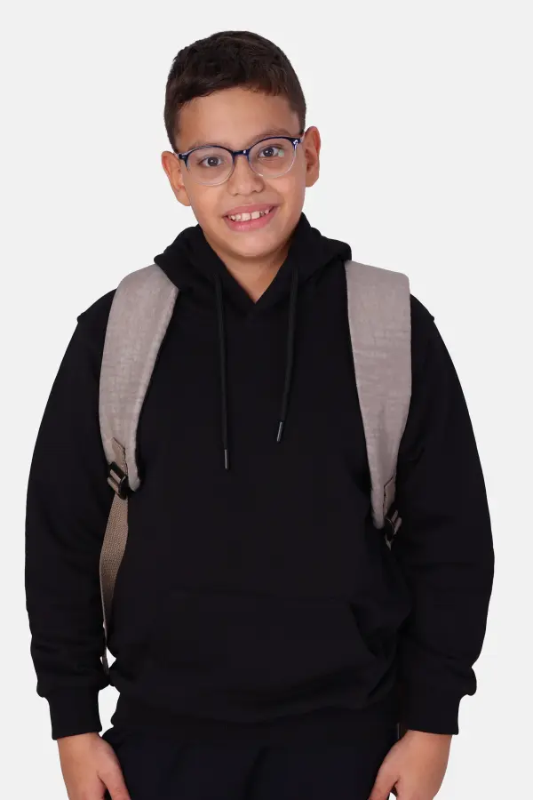 Siyah Çocuk Kapüşonlu Hoodie – Dayanıklı ve Rahat Okul Sweatshirt