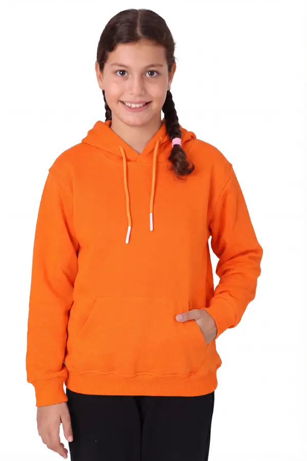 Turuncu Unisex Kapüşonlu Sweatshirt – Okul Yönetmeliğine Uygun Şık ve Rahat Seçim