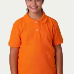Turuncu Çocuk Unisex Polo Yaka Kısa Kollu Tişört – %100 Pamuk Okul Kıyafeti