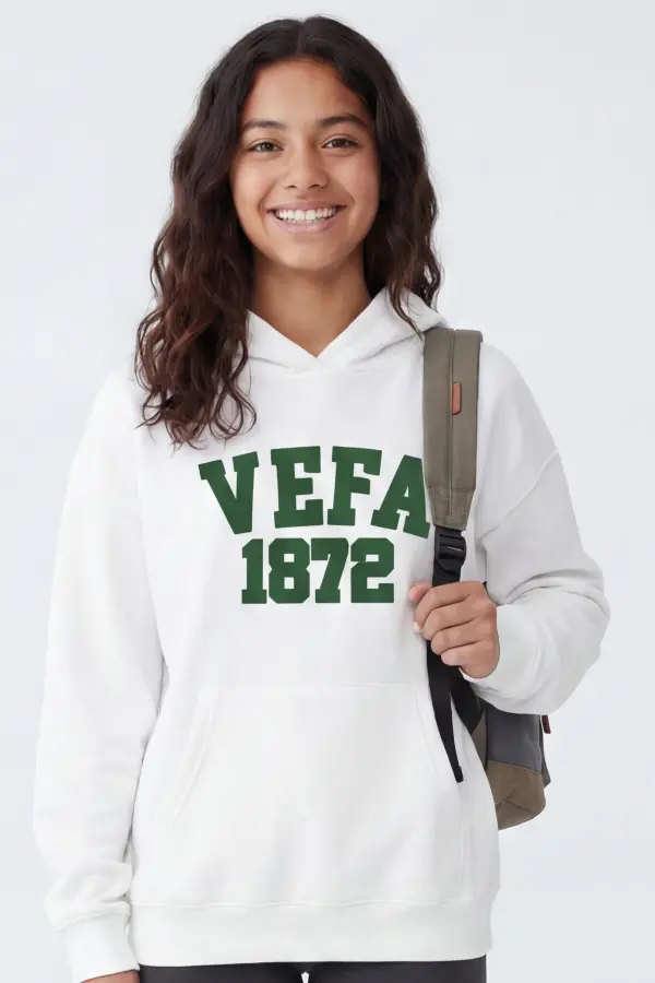 Vefa Lisesi Beyaz Kapüşonlu Sweatshirt
