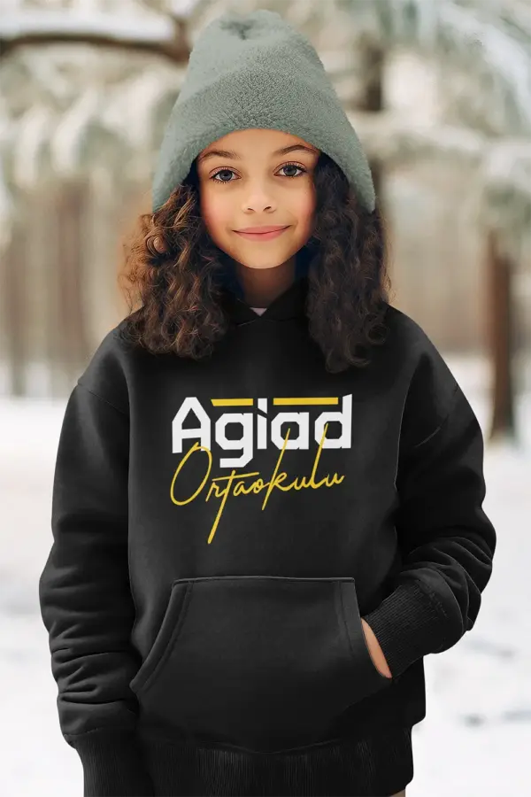 Agiad Ortaokulu Siyah Kapşonlu Sweatshirt