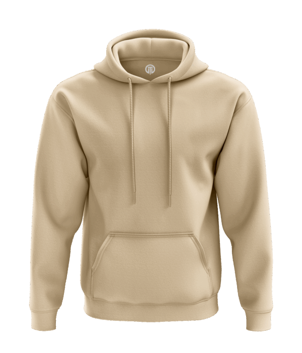 Bej kapşonlu sweatshirt, kanguru cepli