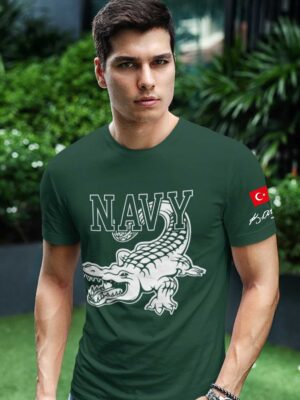Navy Timsah Denizci Yeşil Tişört
