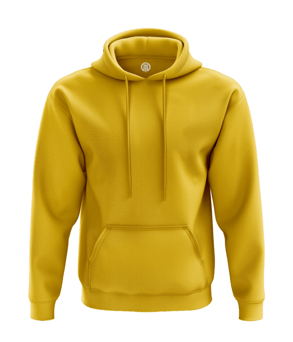 Sarı kapşonlu sweatshirt, kanguru cepli