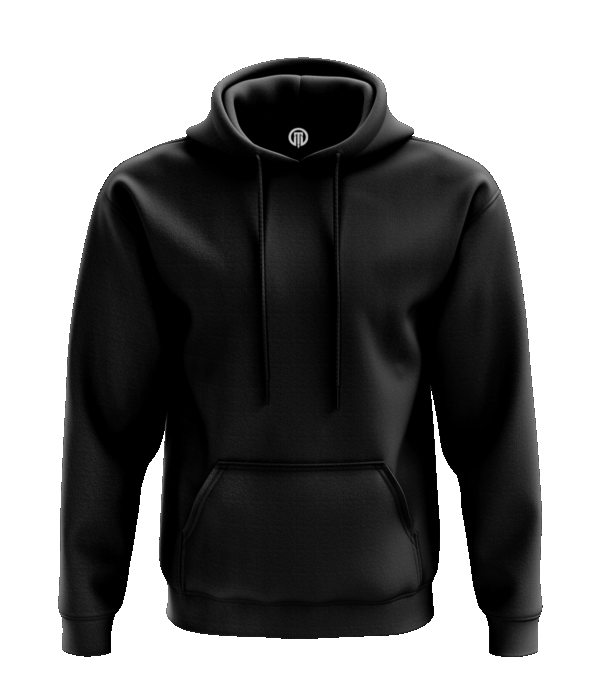 Siyah hoodie, kapüşonlu, kanguru cepli