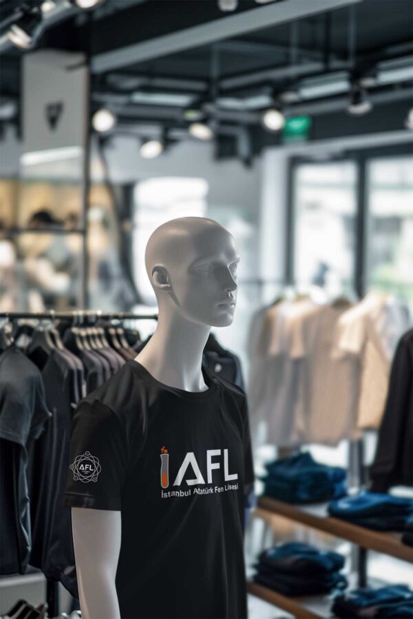 İstanbul Atatürk Fen Lisesi Siyah Tişört – IAFL Logolu, Unisex, %100 Pamuk - Görsel 2