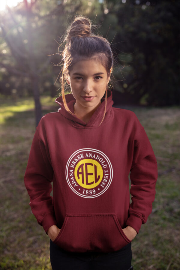 Adana Erkek Anadolu Lisesi Bordo Kapüşonlu Sweatshirt – AEL 1889 Logolu