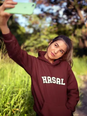 Hüseyin Avni Sözen Anadolu Lisesi Bordo Hoodie – Kolej Stili “HASAL” Yazılı Kapüşonlu Sweatshirt