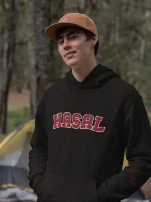 Hüseyin Avni Sözen Anadolu Lisesi Siyah Hoodie – Kolej Stili “HASAL” Yazılı Kapüşonlu Sweatshirt