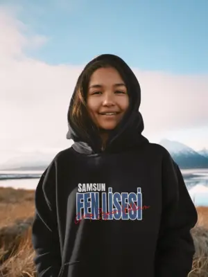 Samsun Garip Zeycan Yıldırım Fen Lisesi Siyah Hoodie – Kolej Stili Kapüşonlu Sweatshirt Tasarımı