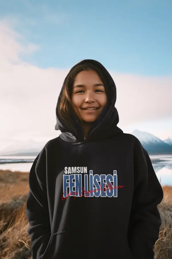 Samsun Garip Zeycan Yıldırım Fen Lisesi Siyah Hoodie – Kolej Stili Kapüşonlu Sweatshirt Tasarımı