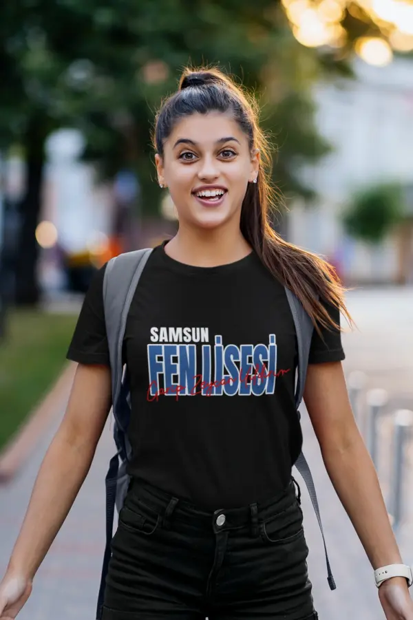 Samsun Garip Zeycan Yıldırım Fen Lisesi Siyah Tişört – Modern Kolej Stili Tasarım - Görsel 3