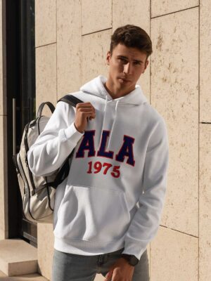 Adana Anadolu Lisesi ALA 1975 Beyaz Kapüşonlu Sweatshirt – Unisex Kolej Stili