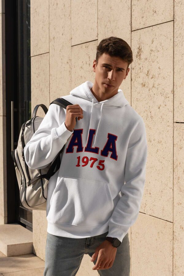 Adana Anadolu Lisesi ALA 1975 Beyaz Kapüşonlu Sweatshirt – Unisex Kolej Stili