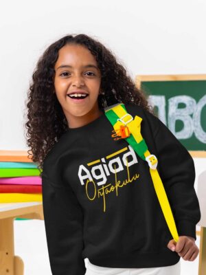 Agiad Ortaokulu Siyah Sweatshirt – Modern Tipografi, Sıfır Yaka, Unisex
