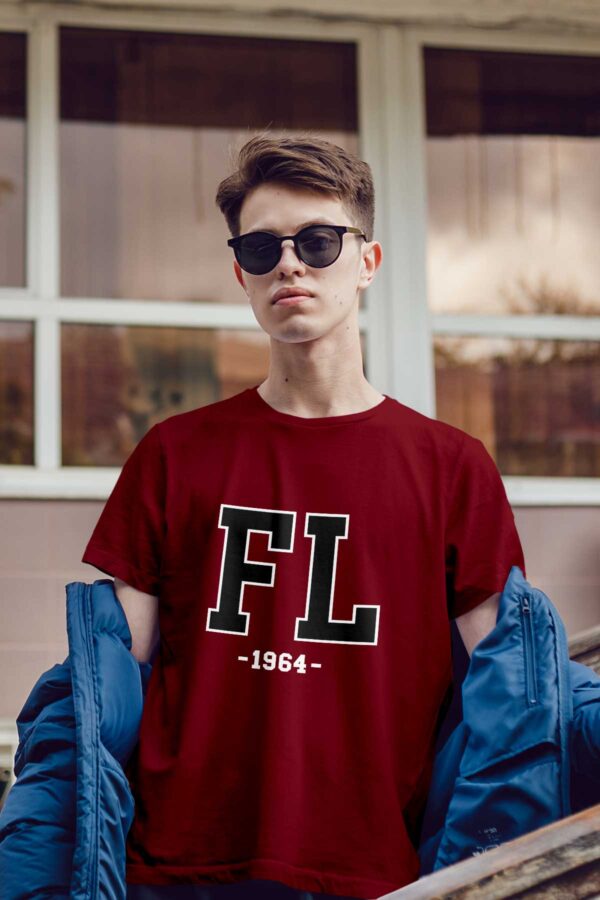 Ankara Fen Lisesi FL Tişört – Bordo Renk, Unisex, 1964 Kolej Stili - Görsel 2