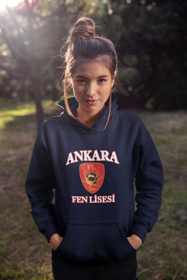 Ankara Fen Lisesi Kapüşonlu Sweatshirt – Lacivert, Unisex, FL Armalı Nakışlı Tasarım (1964) - Görsel 2