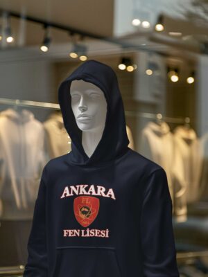 Ankara Fen Lisesi Kapüşonlu Sweatshirt – Lacivert, Unisex, FL Armalı Nakışlı Tasarım (1964)