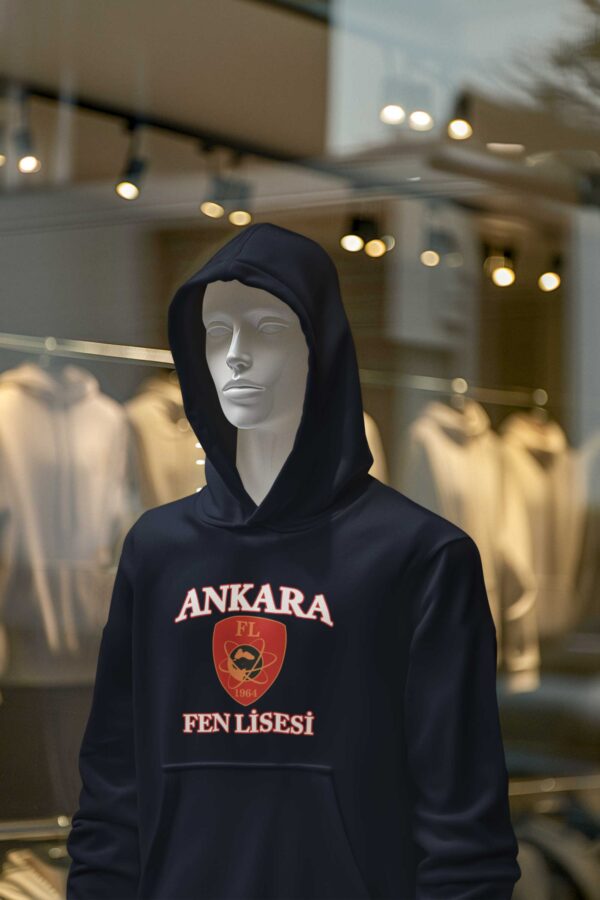 Ankara Fen Lisesi Kapüşonlu Sweatshirt – Lacivert, Unisex, FL Armalı Nakışlı Tasarım (1964)