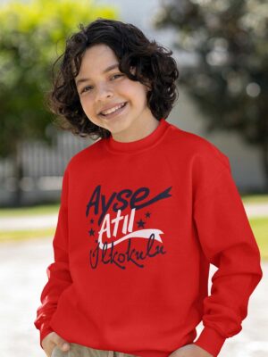 Ayşe Atıl İlkokulu Kırmızı Sweatshirt – Sıcacık, Canlı ve Günlük Kullanıma Uygun