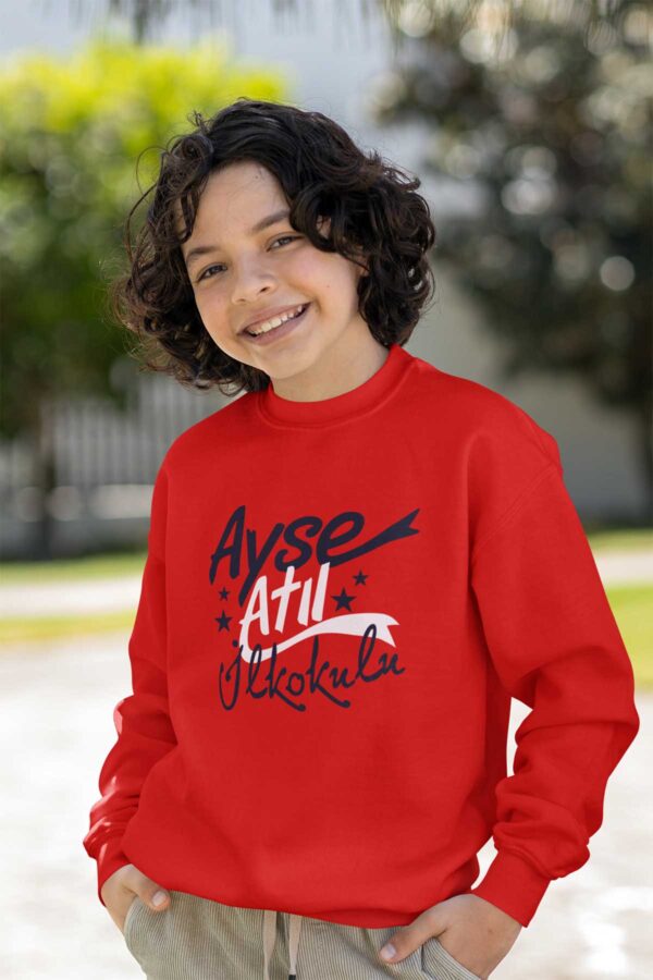 Ayşe Atıl İlkokulu Kırmızı Sweatshirt – Sıcacık, Canlı ve Günlük Kullanıma Uygun