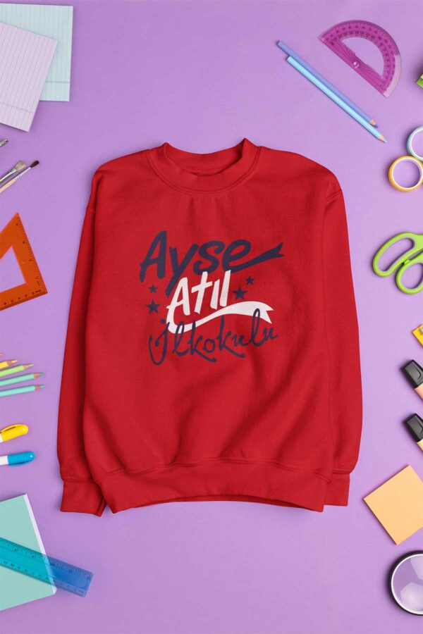 Ayşe Atıl İlkokulu Kırmızı Sweatshirt – Sıcacık, Canlı ve Günlük Kullanıma Uygun - Görsel 2
