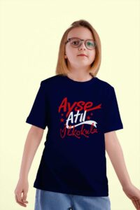 Ayşe Atıl İlkokulu Lacivert Tişört – Modern Tasarım, %100 Pamuk, Unisex