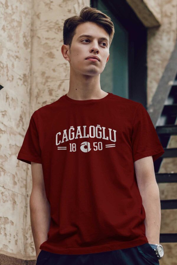 Cağaloğlu Anadolu Lisesi Bordo Tişört – 1850 Kolej Stili, Unisex, Sıfır Yaka
