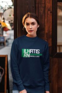 İlhan Atış Anadolu Lisesi Indigo Mavi Sweatshirt–Sıfır Yaka, Modern ve Sade Tasarım